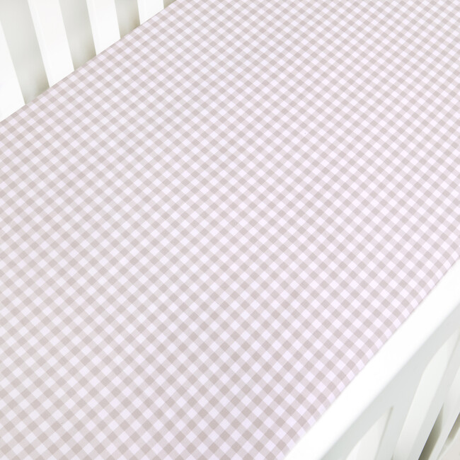 Picnic Gingham Crib Sheet, Beige - Crib Sheets - 1