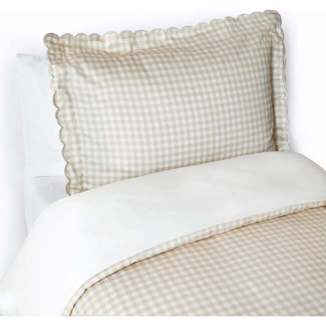 Picnic Gingham Print Duvet Twin Set, Beige - Duvet Sets - 1