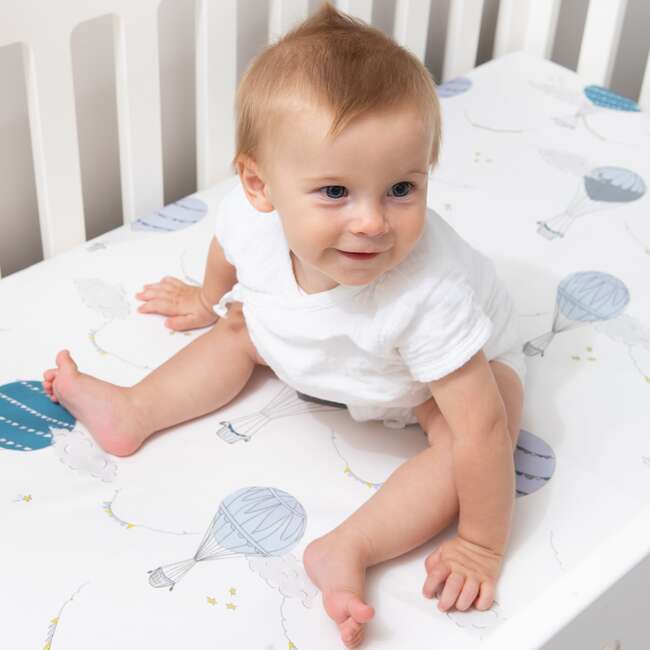 Touch The Sky Crib Sheet, Blue - Crib Sheets - 5