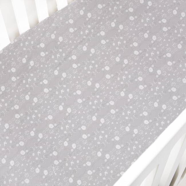 Bird's Song Crib Sheet, Grey