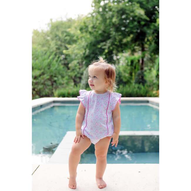Marion Girls' Pima Cotton Bubble, Sandcastles Pink - Rompers - 2