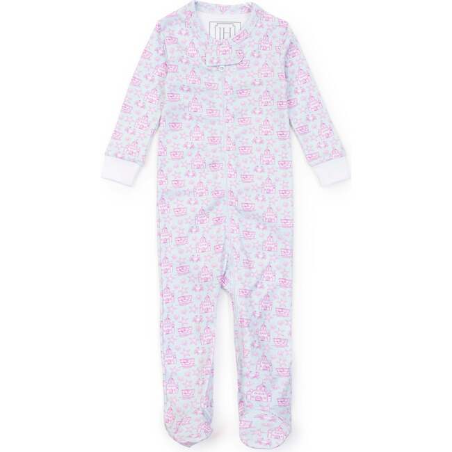 Parker Girls' Zipper Pajama, Sandcastles Pink - Footie Pajamas - 1
