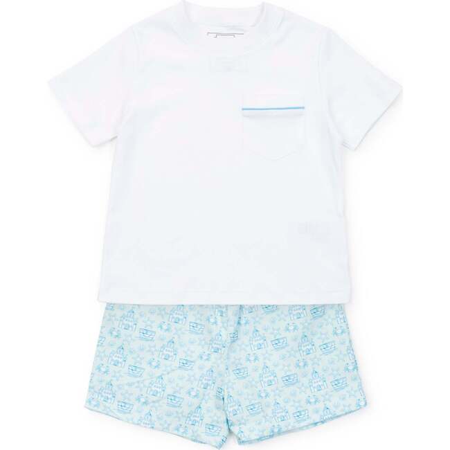 Hudson Boys' Short Set, Sandcastles Blue - Mixed Apparel Set - 1