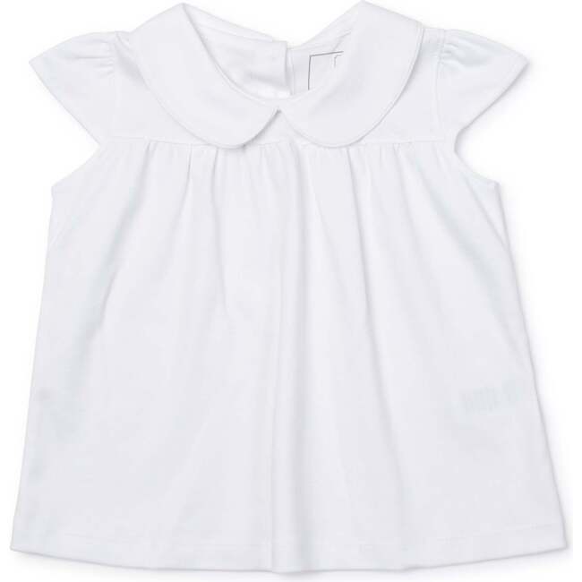 Minden Cap-Sleeve Peter Pan Collar Top, White