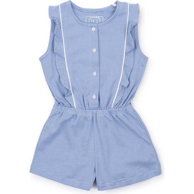 Lola Girls' Romper, Blue and White Stripes