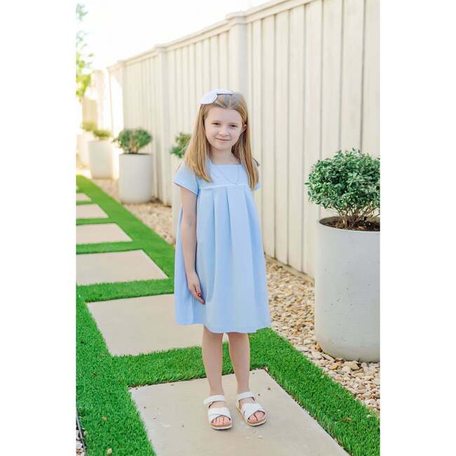 Lizzy Girls' Woven Cotton Dress, Light Blue - Dresses - 2