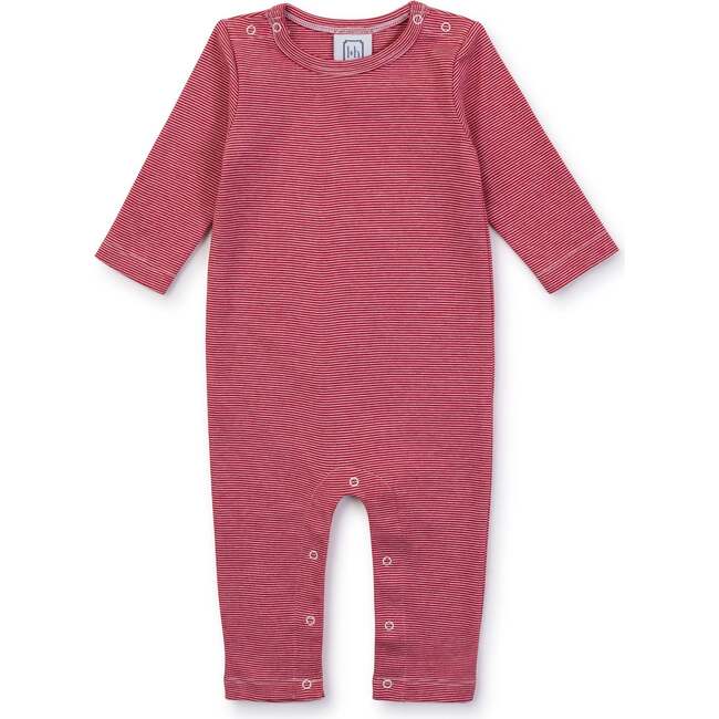 Thompson Pima Cotton Romper, Red Stripes - Rompers - 1