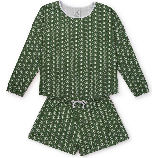 Anna Women's Longsleeve Top Short Set, Deer & Antlers - Loungewear - 1