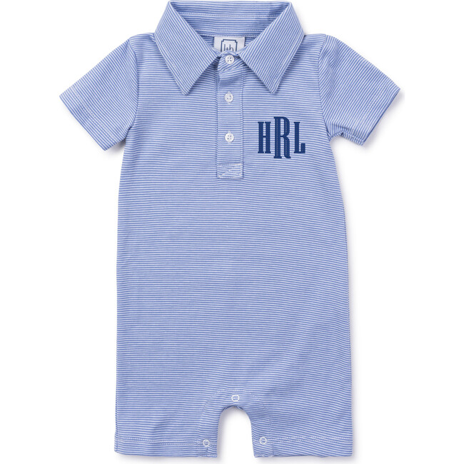 Tripp Boys' Polo Shortall, Blue Stripes - Rompers - 6