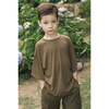 Relaxed Organic Cotton Trumpet Sleeve T-Shirt, Military Olive - T-Shirts - 4
