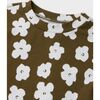 Organic Cotton Cropped Ribbed Shirt, Olive with Flower Print - T-Shirts - 5