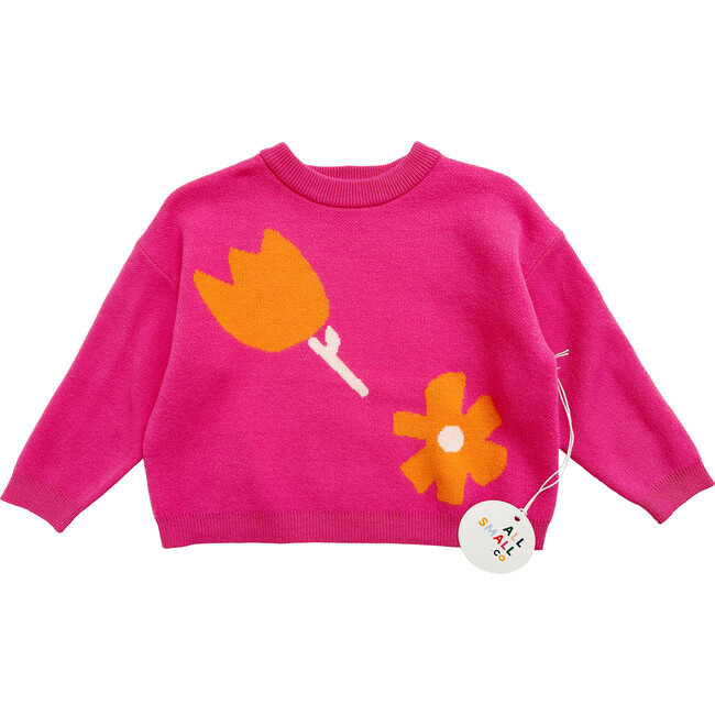 Pink Flower Sweater, Pink - Sweaters - 1