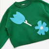 Teal and Green Flower Sweater, Green - Sweaters - 7