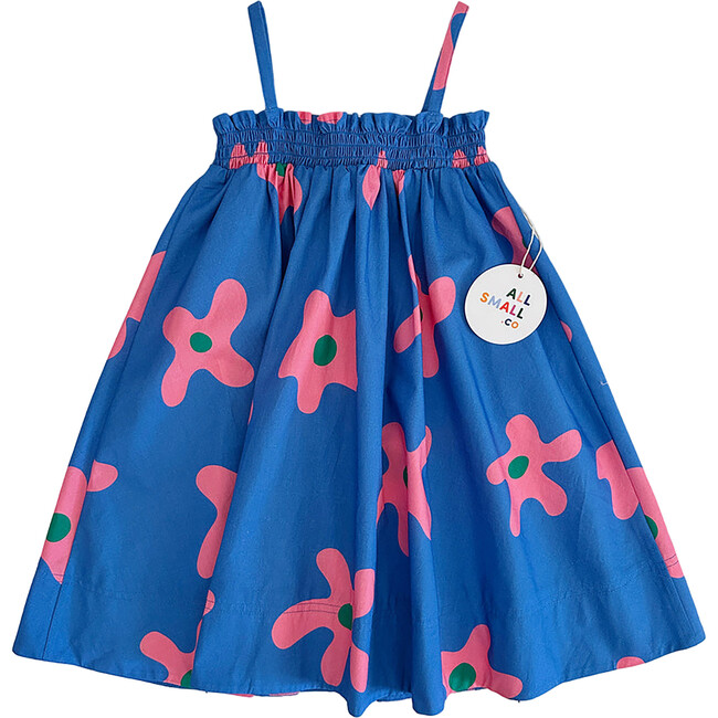 Pillowcase Floral Print Smocked Chest Sleeveless Strap Midi Dress, Blue - Dresses - 1