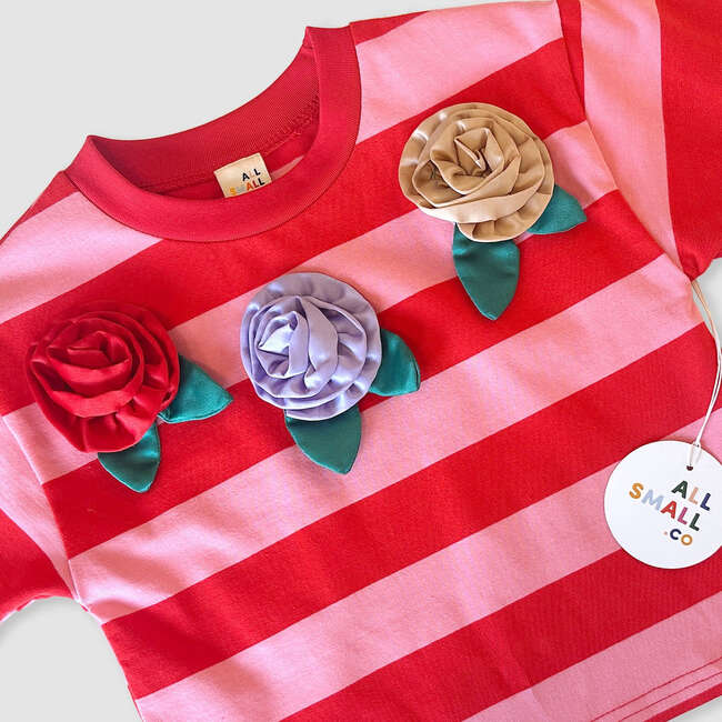 Giant Rosette Striped Tee, Stripes - Shirts - 2