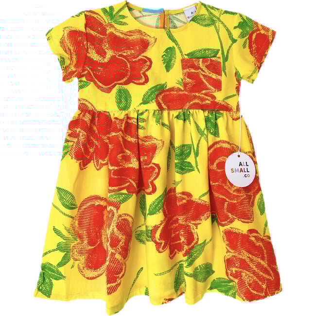 Yellow Floral Pocket Dress, Florals