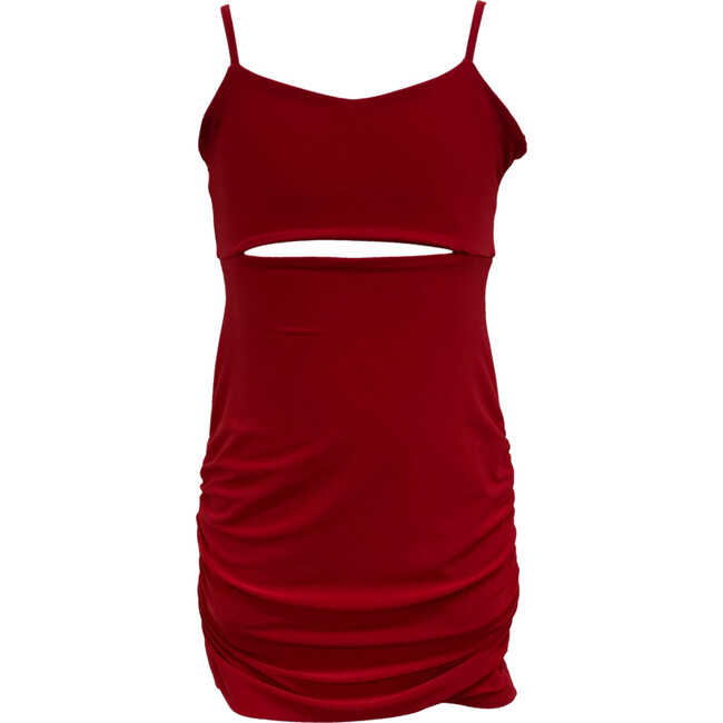 Kids Peekaboo Ruched Dress Red