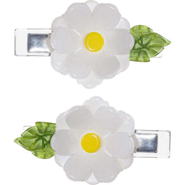 Peonies Flower Satin White Hair Clips