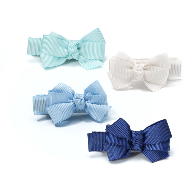 Baby Bows Fabric Blue Shades Hair Clips