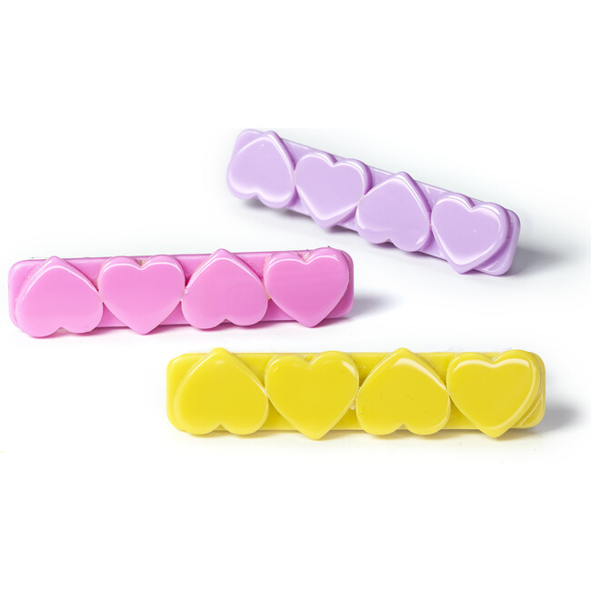 Hearts Pastel Shades Three Alligator Clips - Hair Accessories - 1