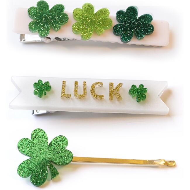Lucky Charms Alligator Clips, Green - Hair Accessories - 1