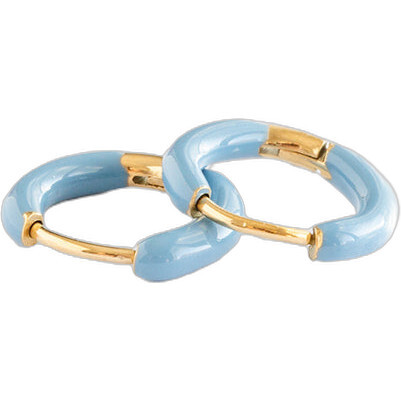 Enamel Hoop Earrings, Blue