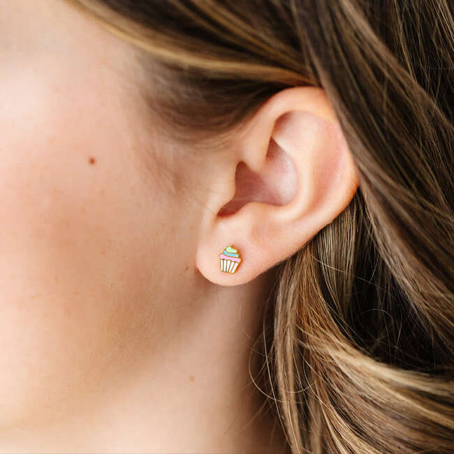 Rainbow Cupcake Stud Earring - Earrings - 2