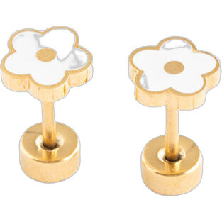 Petite Flower Stud Earrings, White