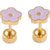 Petite Flower Stud Earrings, Purple - Earrings - 1 - thumbnail