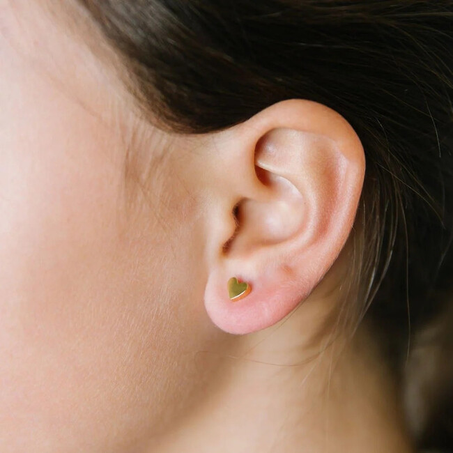Heart Stud Earrings, Gold - Earrings - 2