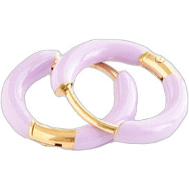 Enamel Hoop Earrings, Purple - Earrings - 1