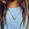 Kids Liberty Gold Heart Charm Necklace, Blue Stars - Necklaces - 2