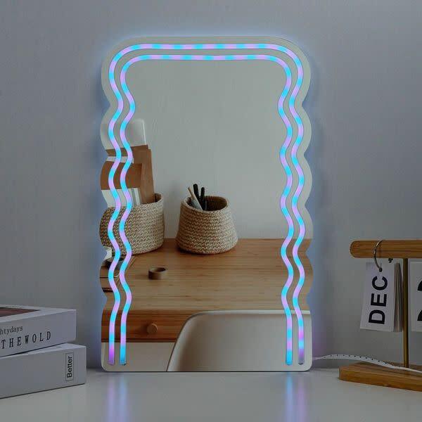 Neon LED Wave Mirror With Remote - Lighting - 4
