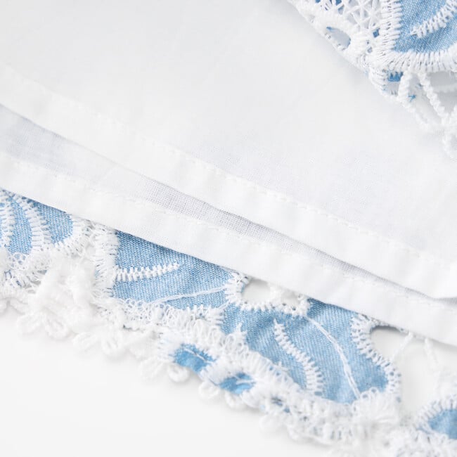 Lori Embroidered Romper, Blue - Rompers - 6