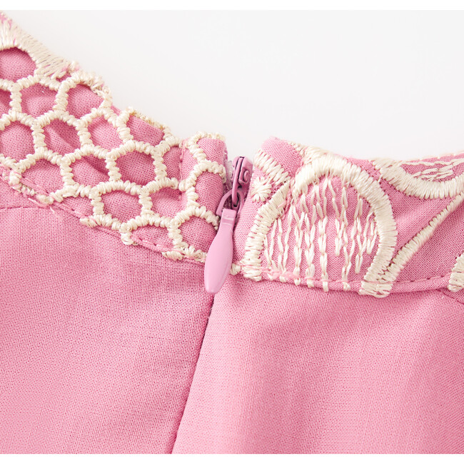 Charm Embroidered Mini Dress, Rose Pink - Dresses - 7