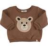Teddy Bear Face Applique Brooklyn Boxy, Brown - Sweatshirts - 1 - thumbnail