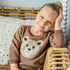 Teddy Bear Face Applique Brooklyn Boxy, Brown - Sweatshirts - 2