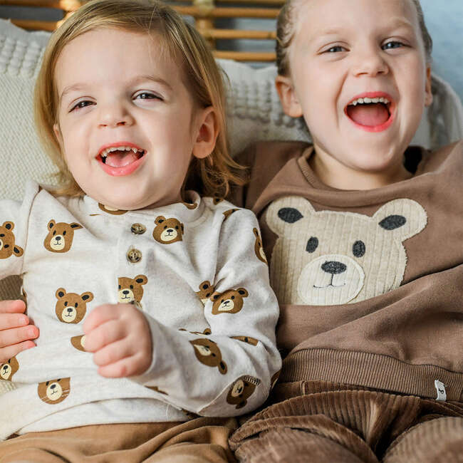 Teddy Bear Face Applique Brooklyn Boxy, Brown - Sweatshirts - 3