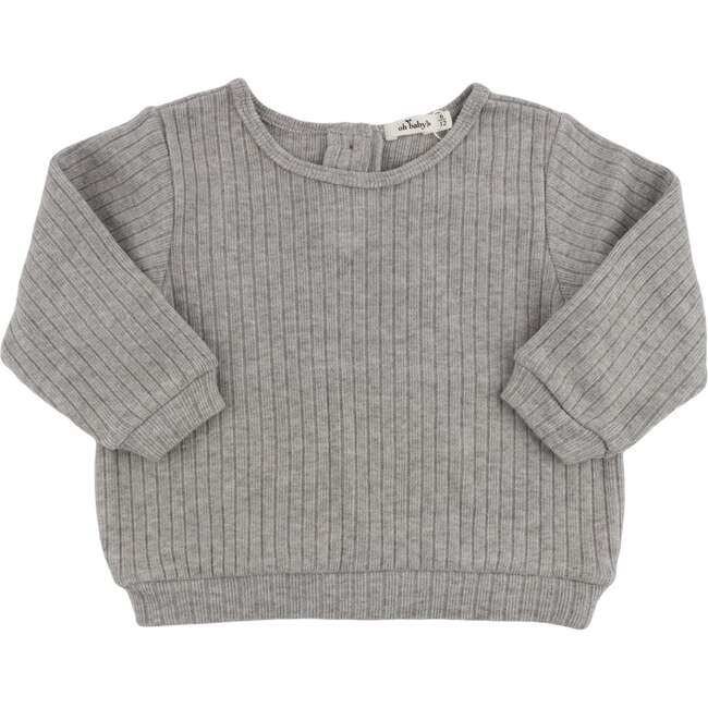 Wide Rib Fuzzy Sweater Knit Brooklyn Boxy, Grey