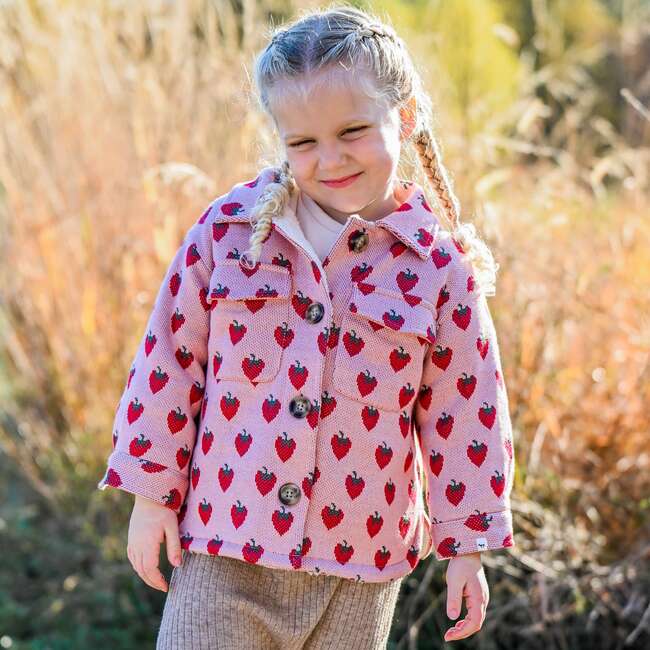 Winter Berries Shacket W/Blush Snowdrift Lining, Red