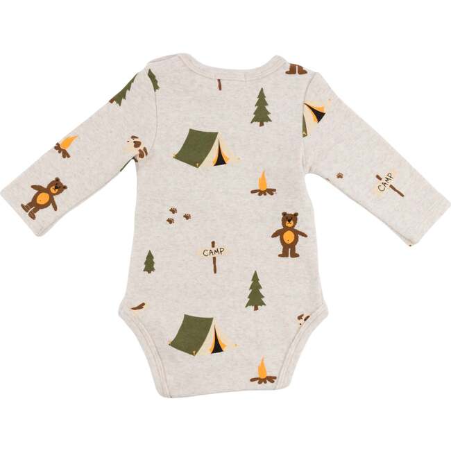 Camping Print Pocket Onesie, Grey - Onesies - 2