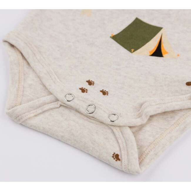 Camping Print Pocket Onesie, Grey - Onesies - 3