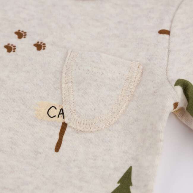 Camping Print Pocket Onesie, Grey - Onesies - 5