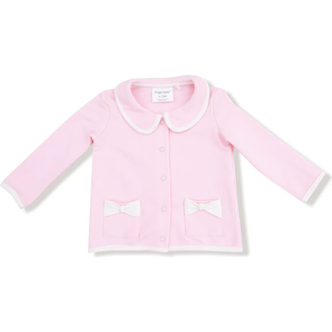 Tweed Style Jacket with Bow Pockets, Pink