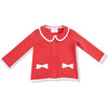 Tweed Style Jacket with Bow Pockets, Red - Jackets - 1 - thumbnail