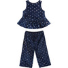 Navy Sequin Velvet Top & Pants Set - Mixed Apparel Set - 1 - thumbnail