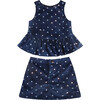 Navy Sequin Velvet Top & Skirt Set - Mixed Apparel Set - 1 - thumbnail