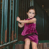 Red Sequin Velvet Top & Skirt Set - Mixed Apparel Set - 2