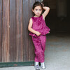 Red Sequin Velvet Top & Pants Set - Mixed Apparel Set - 2