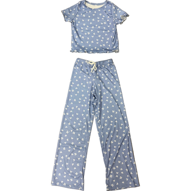 Girls 2 Piece Printed Loungewear Set,Blue Bows